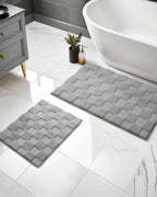 2-Piece Grey Bathroom Rug Set