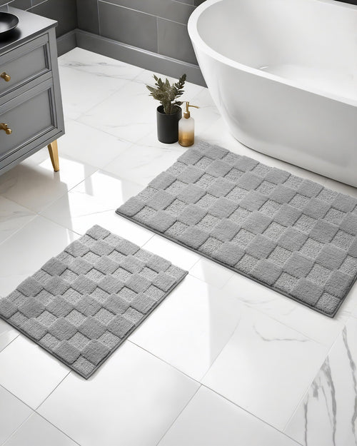 2-Piece Grey Bathroom Rug Set