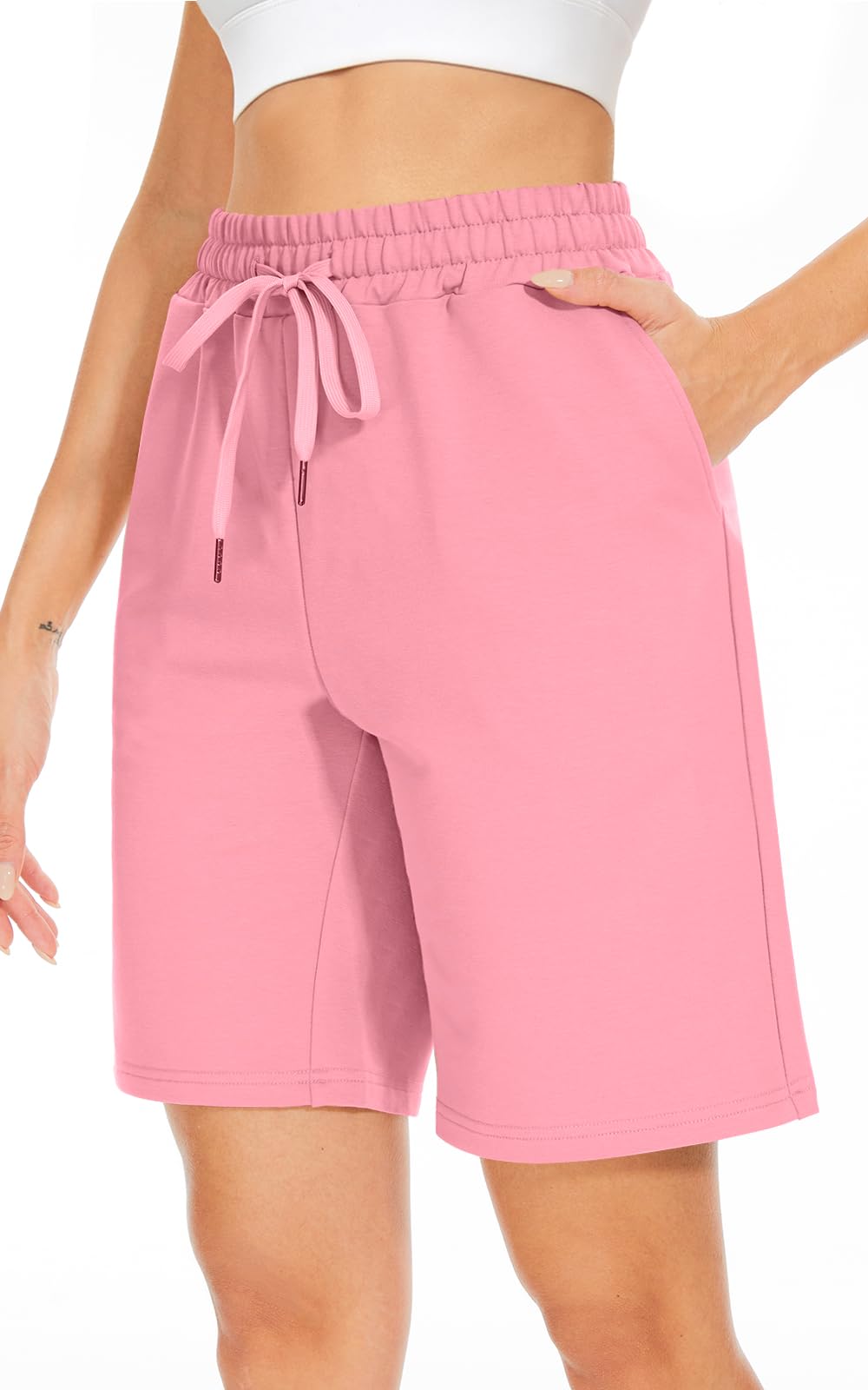 Cotton Drawstring Knee-Length Shorts