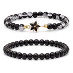 Black Flower Crystal Bracelet Set
