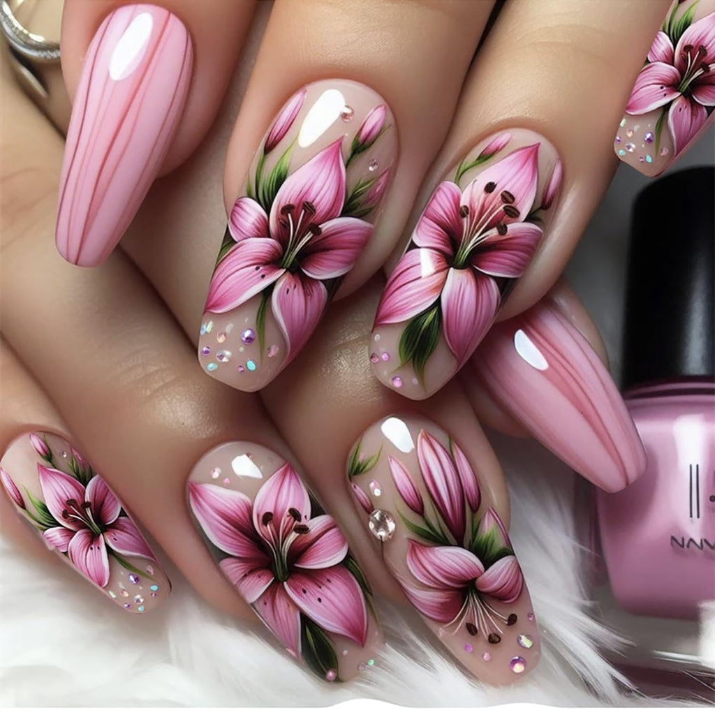 Press-On Floral Design Nails