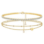Gold Initial Bracelet Set for Women