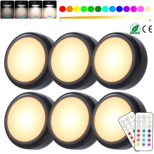 1-6Pcs RGBW LED Puck Night Lights