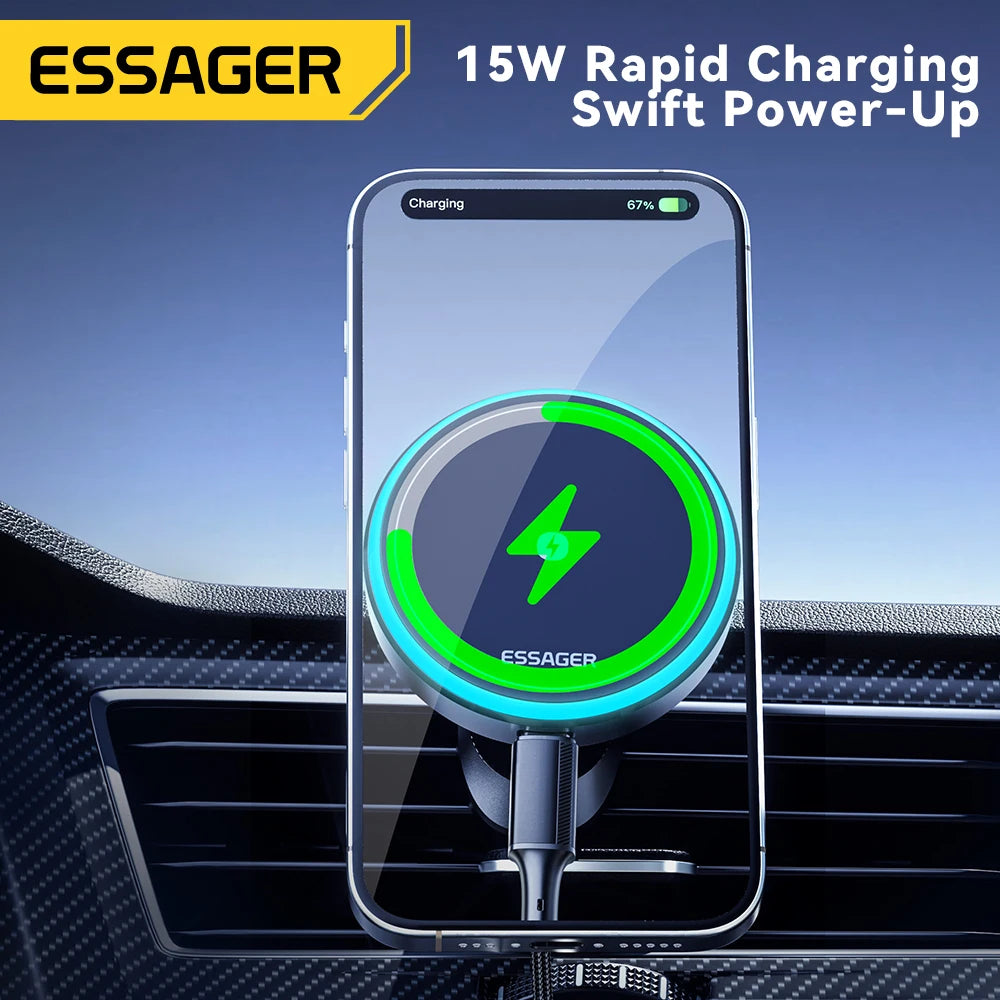 15W RGB Magnetic Wireless Car Charger