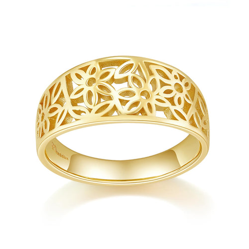 14K Gold Plated Victorian Flower Ring
