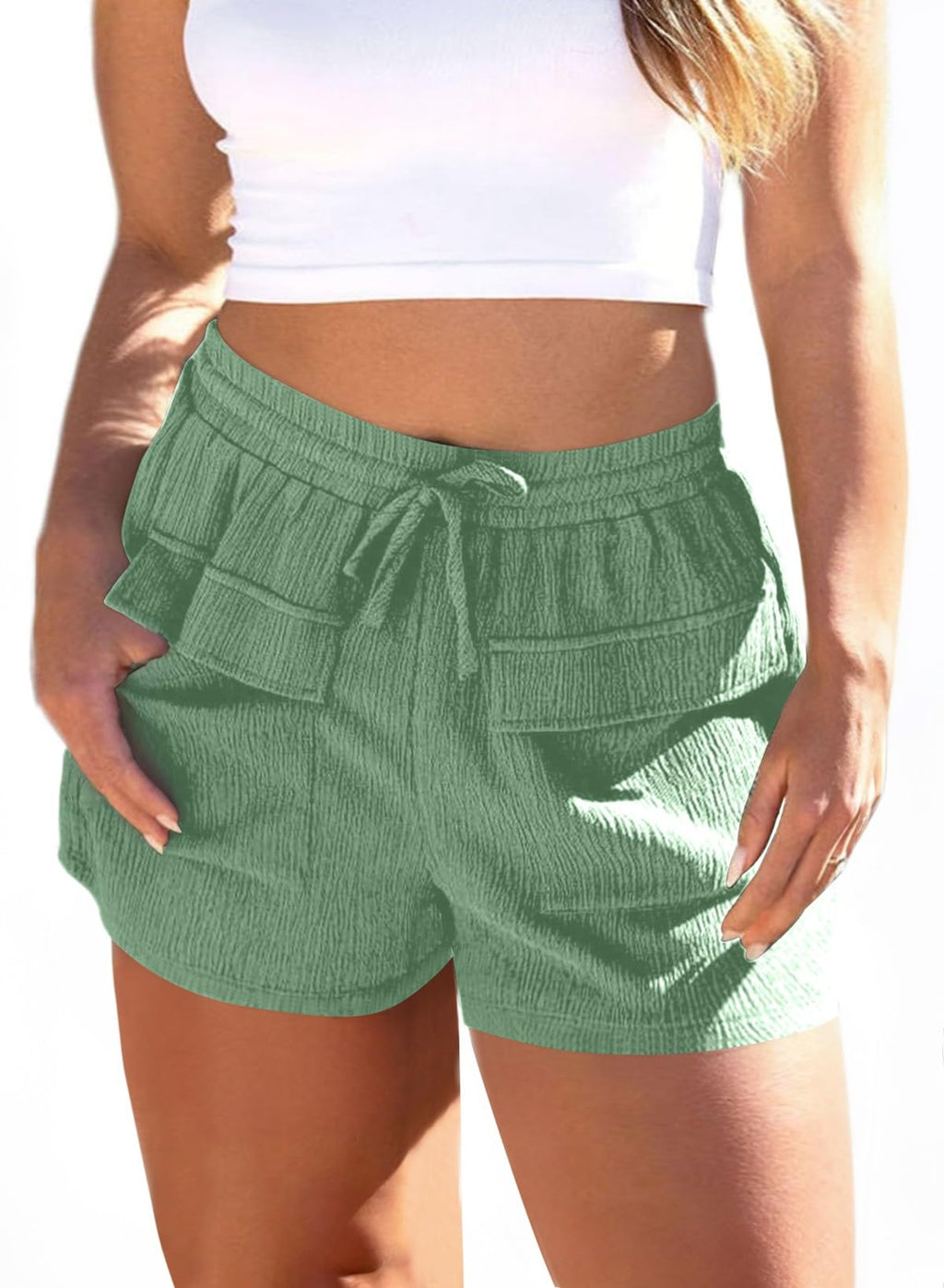 Elastic Waist Drawstring Comfy Shorts with Pockets