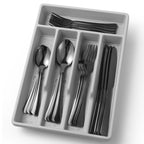 20-Piece Black Silverware Set with Organizer