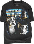 Boston Terrier 80s Glam Rock Dog Lover Tee