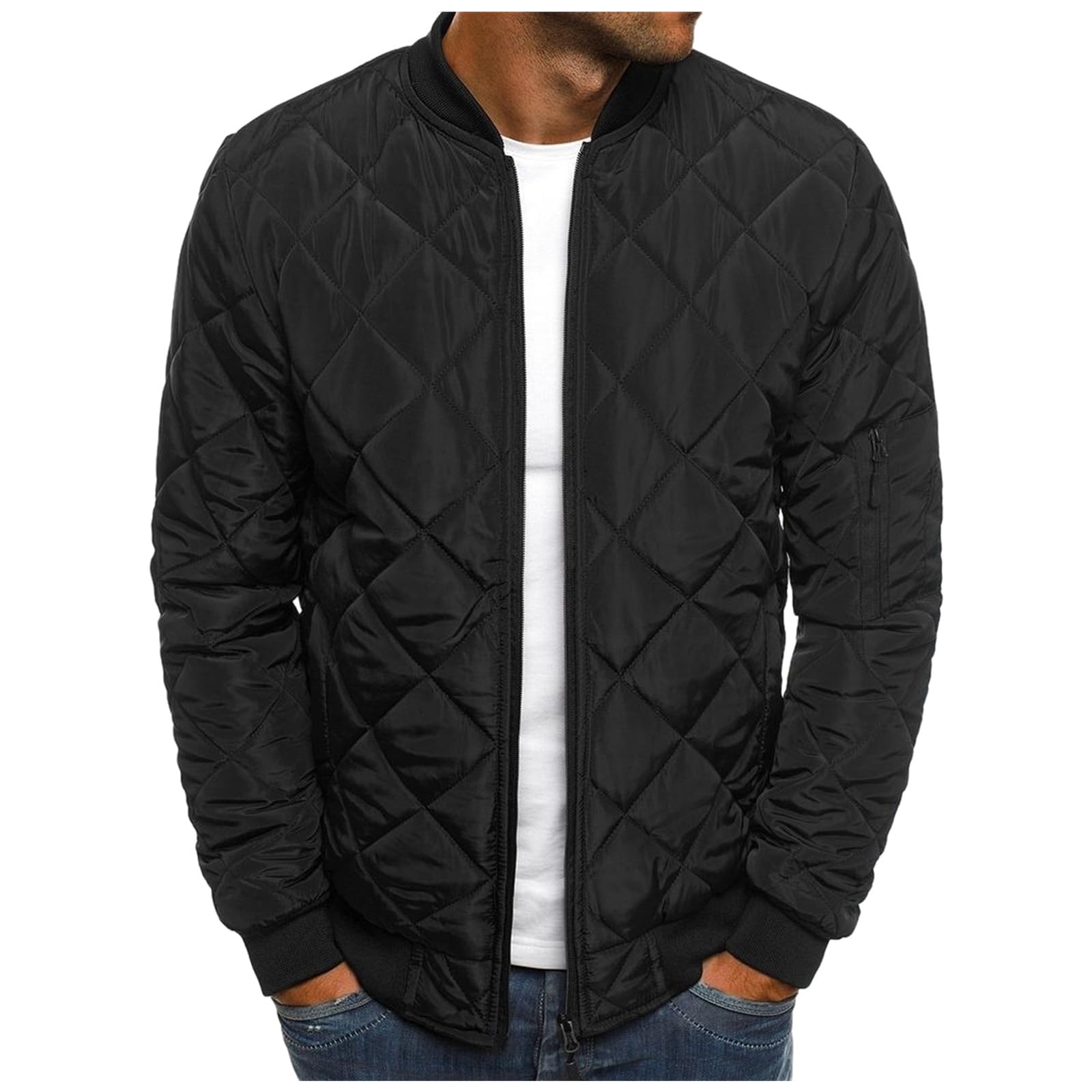 Diamond Quilted Bomber Jacket