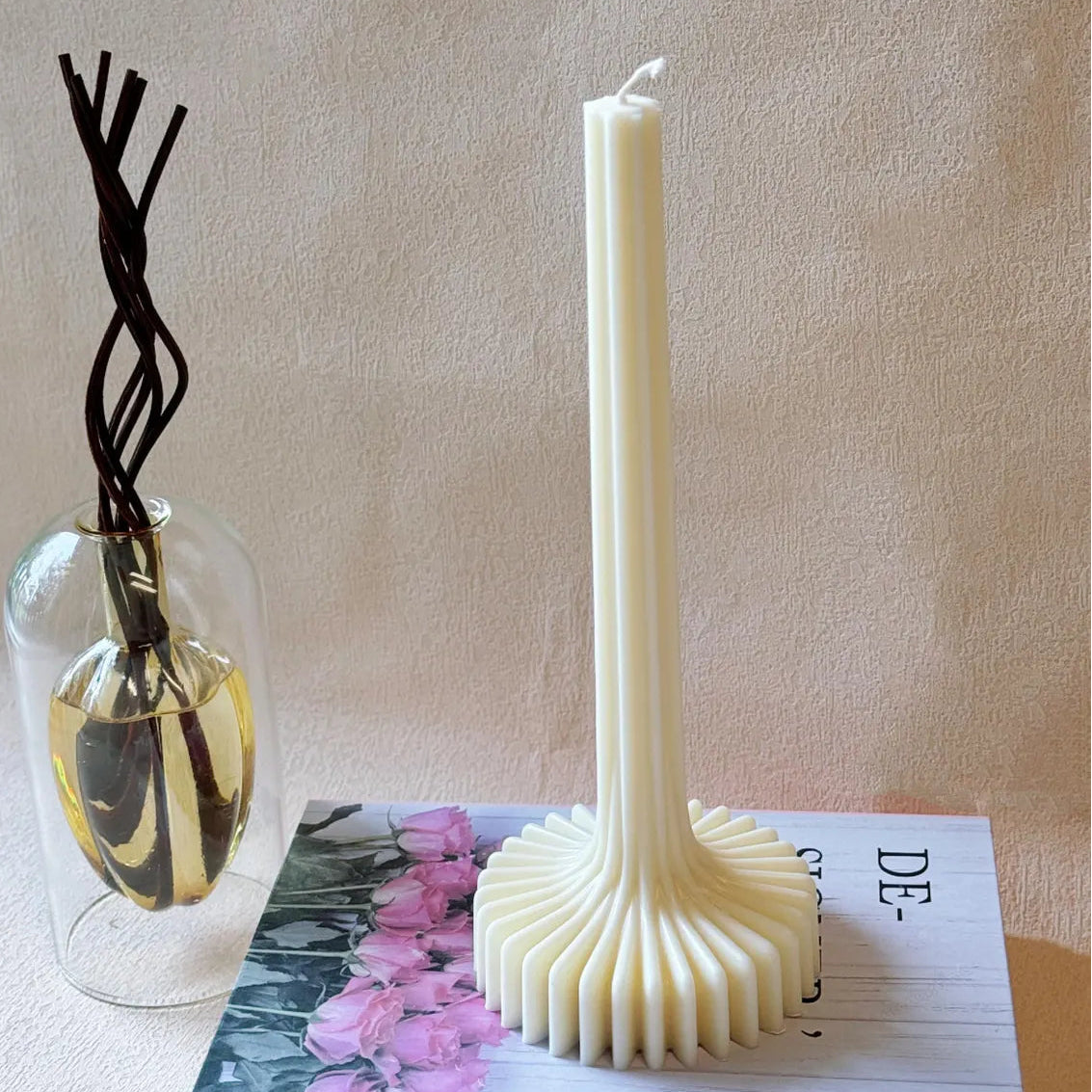 Elegant Lantern Pillar Soy Wax Sculpture Candle