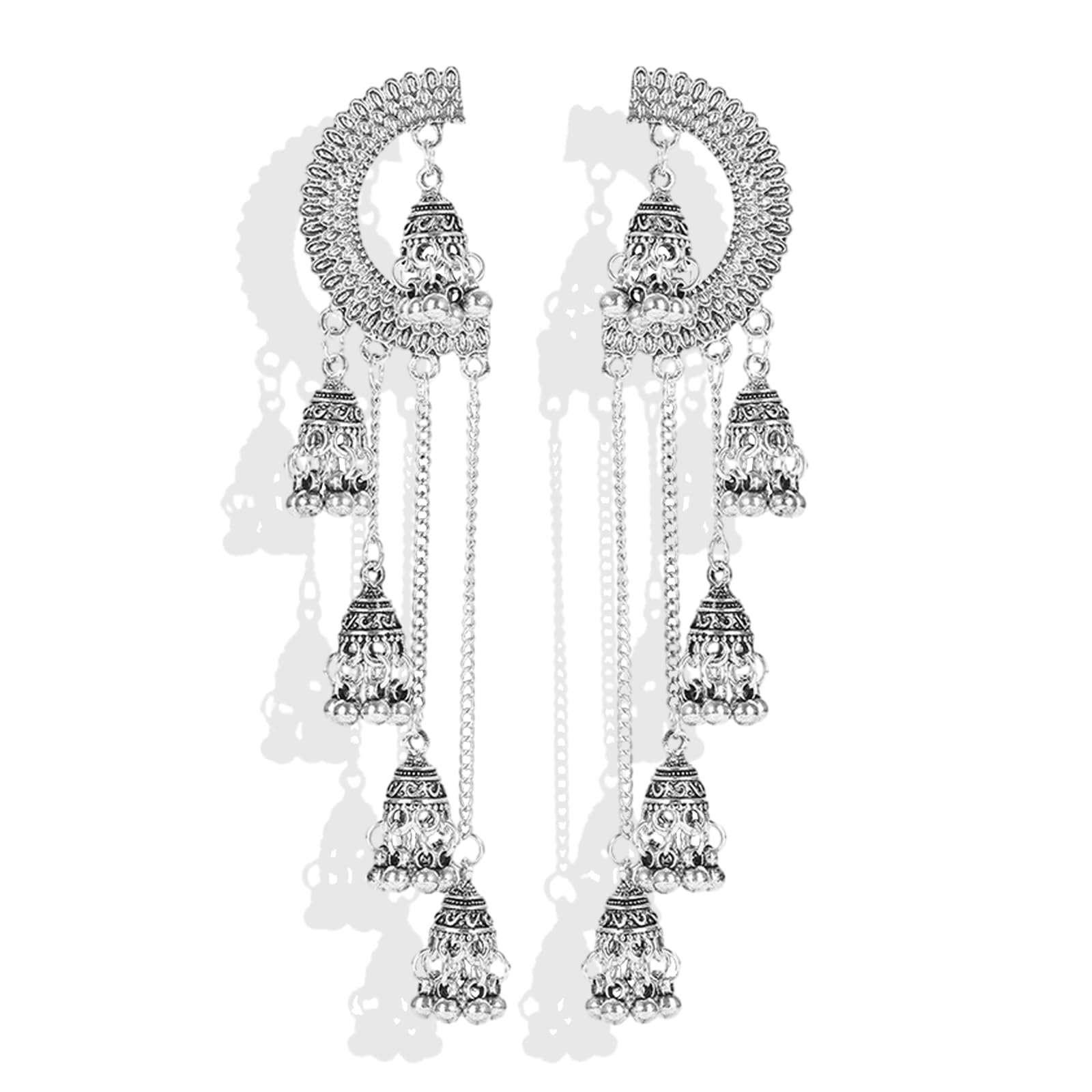 Rhinestone Bell Pendant Indian Style Earrings