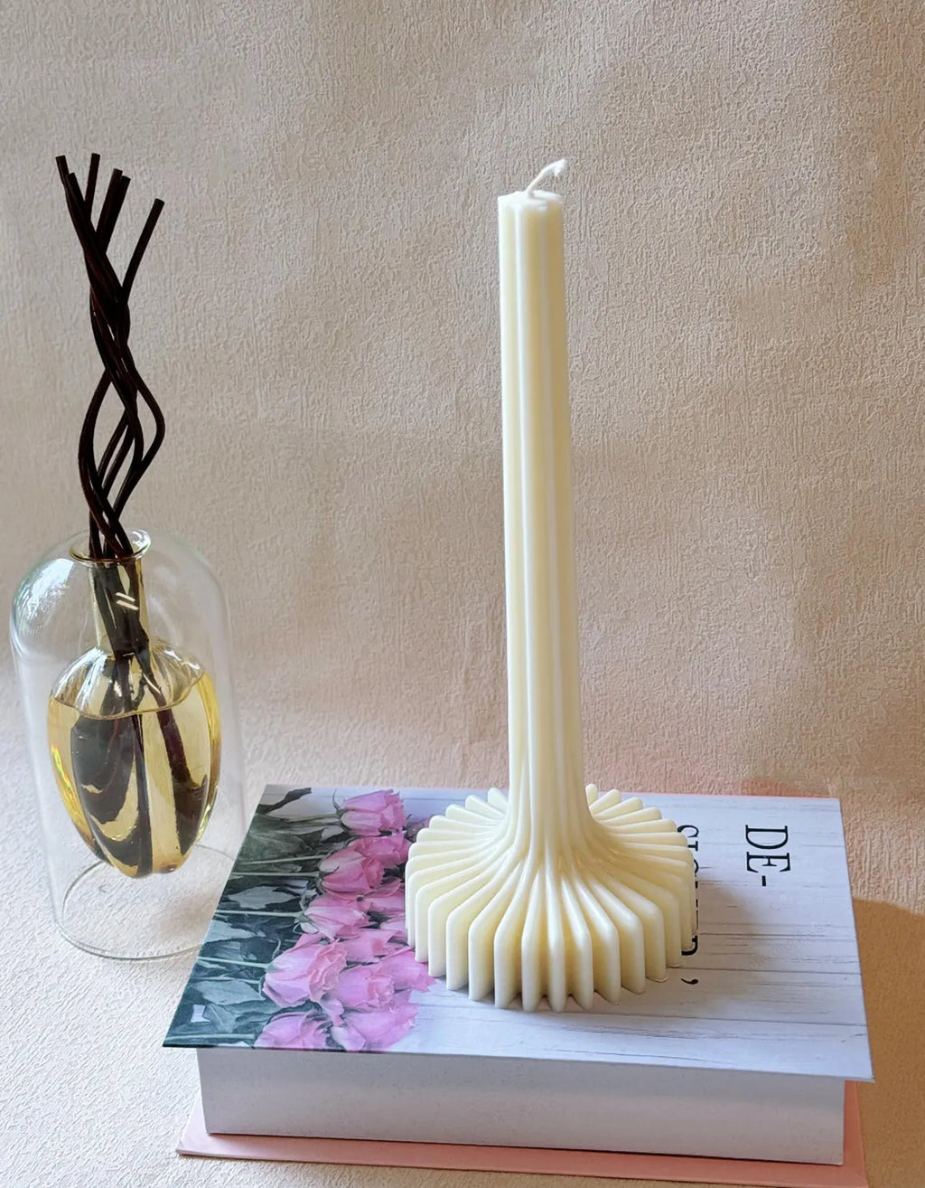 Elegant Lantern Pillar Soy Wax Sculpture Candle