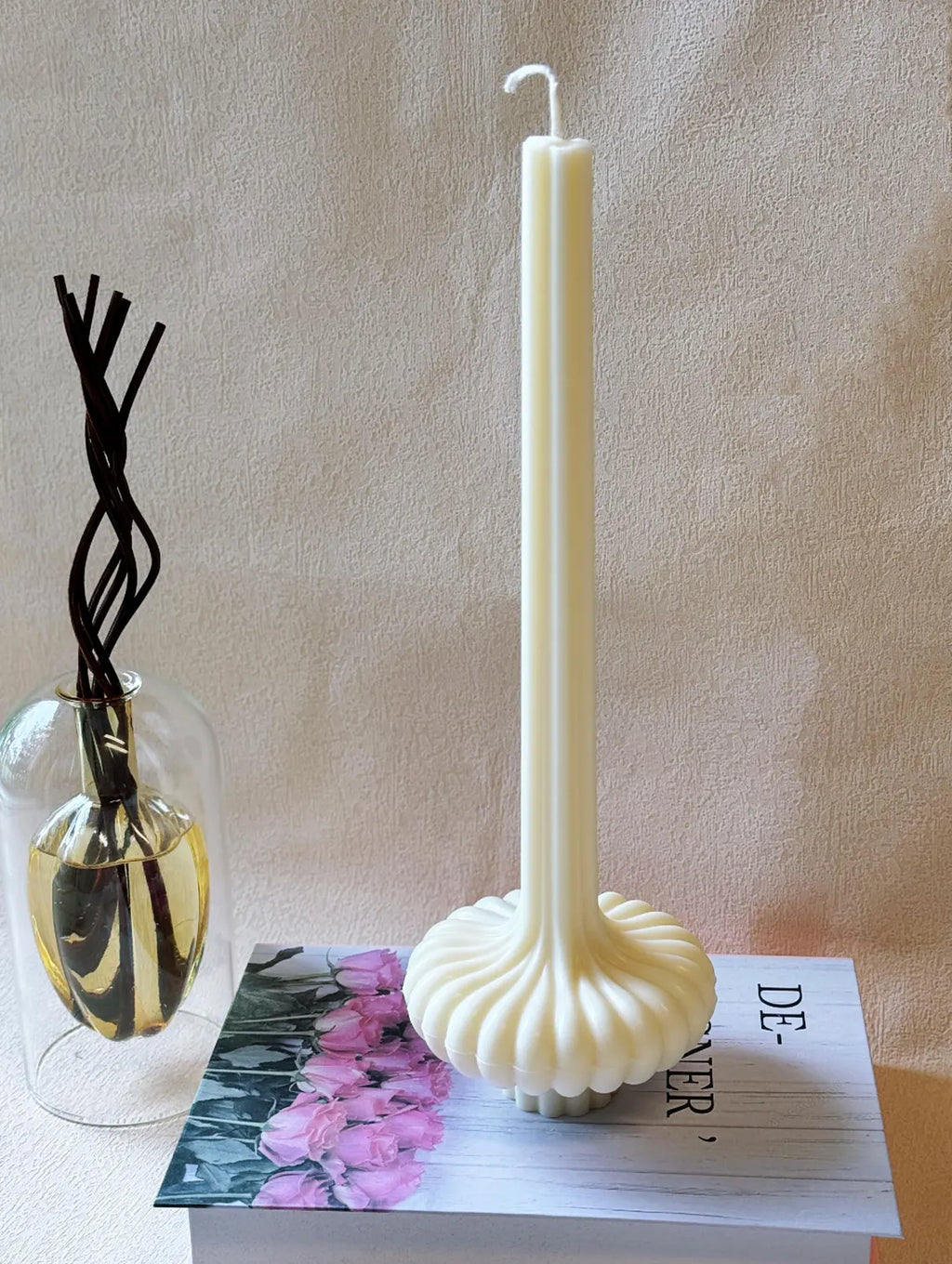 Elegant Lantern Pillar Soy Wax Sculpture Candle