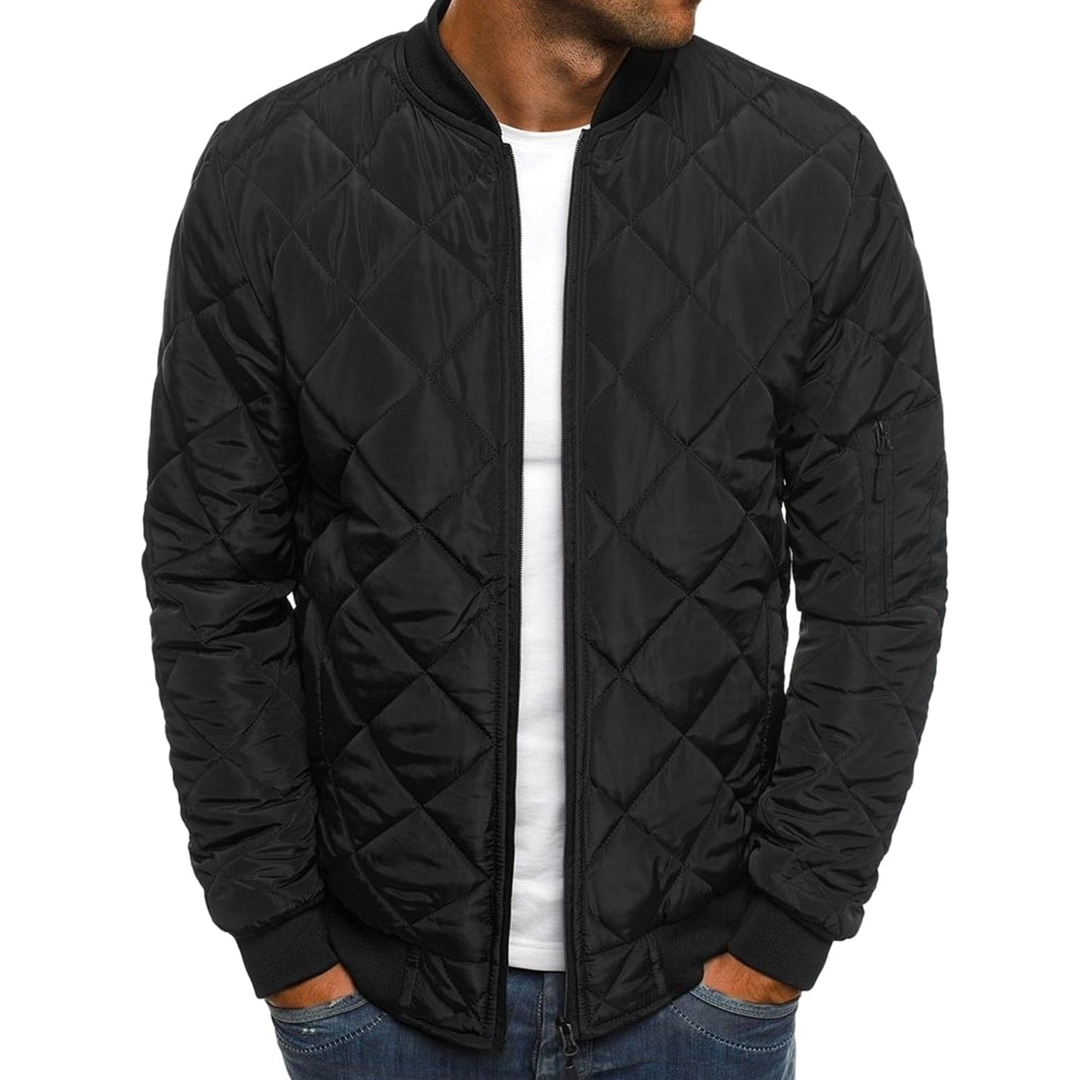 Diamond Quilted Bomber Jacket