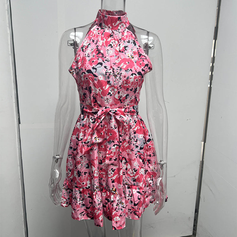 Floral Print Halterneck Dress
